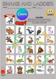 Snakes and Ladders Game – Kids Alphabet Board Game (PDF) - Etsy Australia