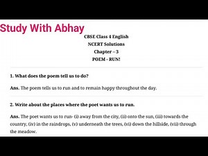 RUN! | Question Answer | English Class 4 Chapter 3 | NCERT | Marigold book | #run #class4 #marigold