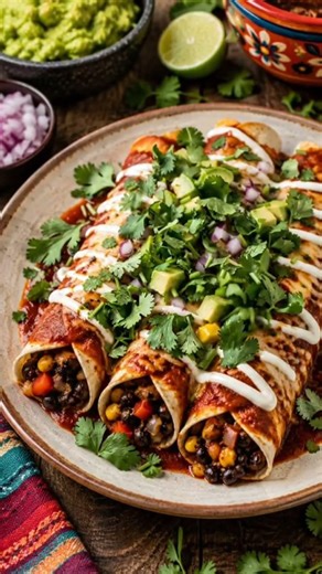Vegetarian Mexican Enchiladas 🌮🧀🌽 #food #vegetarian #mexican #enchiladas