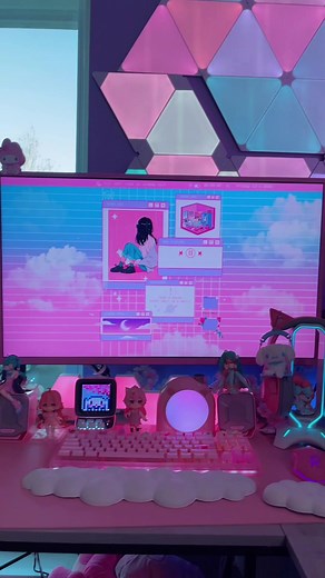 Cheap and easy way to turn your monitors pink! 💕 #pink #pinksetup #pinkgamingsetup #gamergirl #pinkaesthetic #kawaiisetup #cutesetup #setup #gamingsetup #pinkmonitor #monitor #kawaii #kawaiiaesthetic