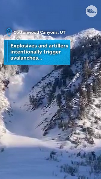Intentional avalanche roars down mountain in Cottonwood Canyons, Utah
