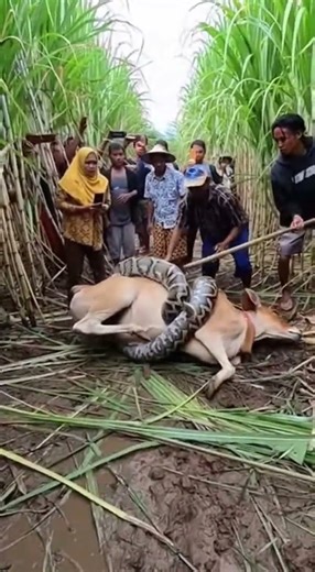 Ular Piton Raksasa Melilit Sapi di Kebun Tebu ❗ Detik-detik Mencekam