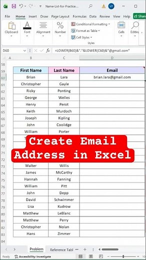 How to Create Email Address in Excel #excel #spreadsheet #trending #viral #shorts