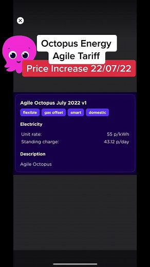 The Octopus Agile tariff increased in price today with a cap now of 55p per kWh! #smarttariffs #agiletariff #octopusagile #octopusenergy #timeofusetariffs #energycrisis #costoflivingcrisis #moneysavingtips #energytariff #energypricecap @Octopus Energy