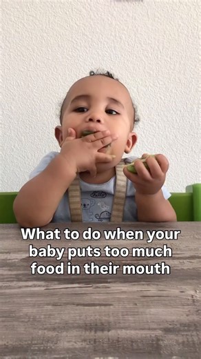 Solid Starts on Instagram: "Is your baby stuffing all the food in at once? You’re not alone! Overstuffing is super common and usually just means your little one is still figuring out how much their mouth can hold. Try these tips from our feeding therapists to help. 🤍 #SolidStarts #BLW #BabyledWeaning"