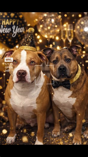 CeCe & Justice are ready to ring in the new year! #newyear #aiprompts #pitbulllove #pitbulllife #2026