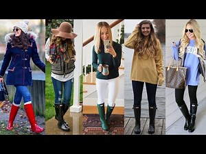 Very beautiful & charming designs of shiny glossy rubber Hunter boots designs ideas for winters
