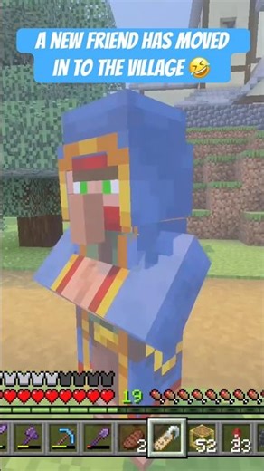 The first Minecraft npc in my village is a wandering trader 🤣 #wanderingtrader#minecraft