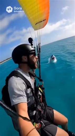 Paraglider Shark Attack #shark #scary #shorts #paragliding #wildlife #sharkattack #sora #shocking
