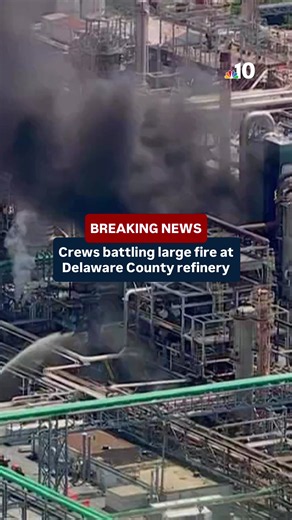 Firefighters were battling a large blaze at a refinery Thursday afternoon in Delaware County. The fire was reported around 11:30 a.m. at Monroe Energy, a refinery located on Post Road in Trainer, Pennsylvania. In a statement, Monroe Energy said the fire began in a process unit pump room, and the on-site Fire Response Team was immediately activated to combat the flames. The specific cause of the incident will be investigated.
