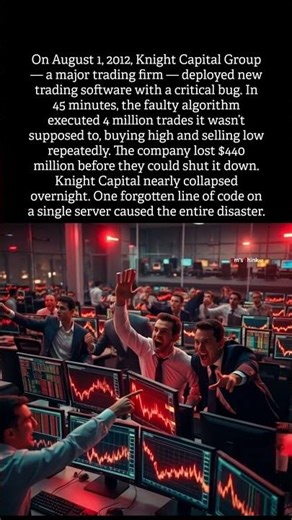 ONE FORGOTTEN LINE OF CODE = $440 MILLION LOST IN 45 MINUTES #techreels #facts #history #learning
