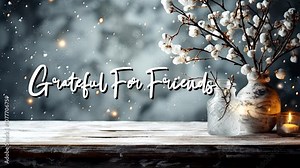 Grateful For Friends In Stylish Cursive Text Animation Happy Thanksgiving Saying