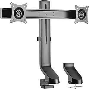 Dual Monitor Desk Mount Stand Height Adjustable Heavy Duty Holds 17" to 25" Screens, up to 15.4 lbs Each, Perfect for Standing Desk, Workstation, Thin Table