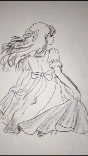 How to Draw a Cute Girl From Back Step by Step | Easy Pencil Sketch #shorts