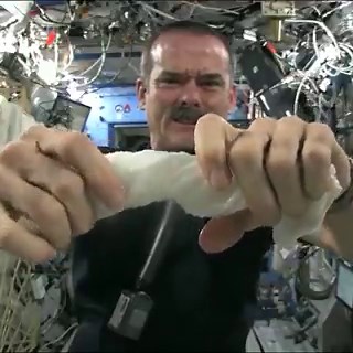 This is what happens when you wring out a wet towel while floating in space.📽: CSA/NASA
