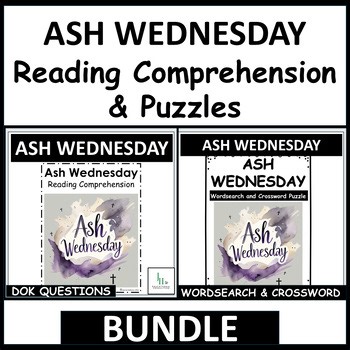 Ash Wednesday Reading Comprehension Activity | Wordsearch Crossword | February