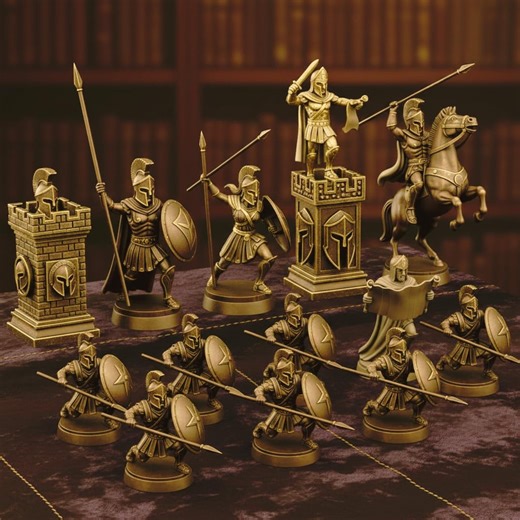 Spartan Chess Set STL | 3D Printable Greek Warrior Chess Pieces | Tabletop Gift for Him - Etsy UK