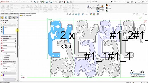 Part Nesting in a strip layout