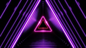 Beautiful Abstract Triangle Tunnel with Light Lines Moving Fast. Different Colors Rainbow. Background Futuristic Tunnel with Neon Lights. Looped 3d Animation Art Concept. 4K Ultra HD 3840x2160.