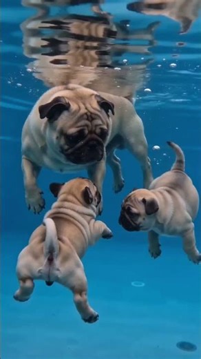 Pug Mom Takes Puppies UNDERWATER 😳 You Won’t Believe This!