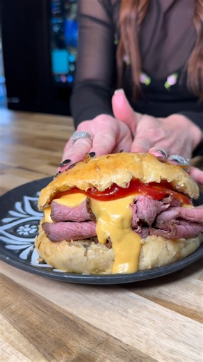 Tay Brice on Instagram: "Arby’s Beef and Cheddar Sandwich at Home"