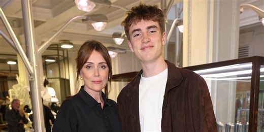 Keeley Hawes is joined by her son Ralph on the red carpet