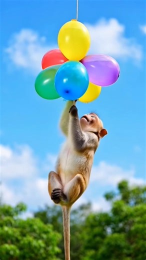 Cute Monkey Popping Hanging Water Balloons 🎈💧