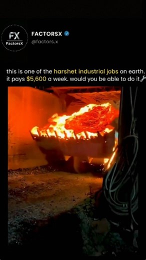 FACTORSX on Instagram: "The human body isn’t designed to work in environments this extreme. 😳 Yet thousands of workers around the world step into these conditions every single day. Deep inside industrial smelting facilities, temperatures can surge past 1,000°C, the air vibrates with heavy machinery, and molten metal flows only a few feet away. Operators manage loaders, haulers, and extraction equipment while surrounded by heat intense enough to warp steel and ignite debris on contact. These wor