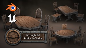 3DT Stronghold Tables & Chairs Pack for Blender & Game Design | 3D Asset Pack