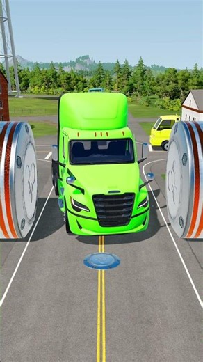 Big Colorful Trucks vs Massive Crusher - BeamNG.Drive
