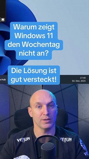 Wochentag in Windows 11 Taskleiste aktivieren