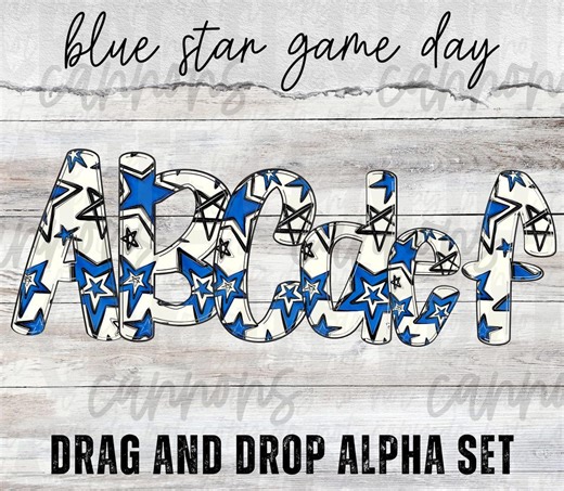 Blue Star Game Day Alpha Set | Drag & Drop Alphabet | Commercial Use | Physical Products Only - Etsy Australia