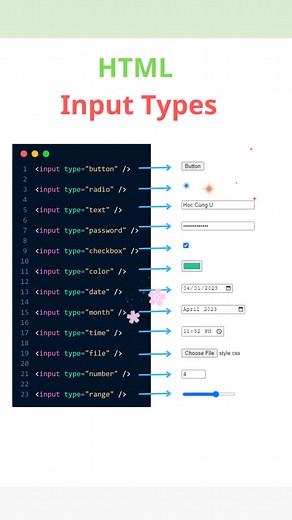 HTML INPUT TYPES #htmlcss #reactjs #uchannel #input #frontend