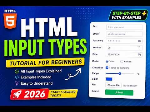 HTML Input Types for beginners 2026 | Master HTML Input with few lines of CSS