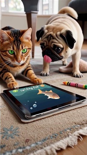 smart pets are playing a mobile game and angry of apple Computer Device #dog #device #funny #angry
