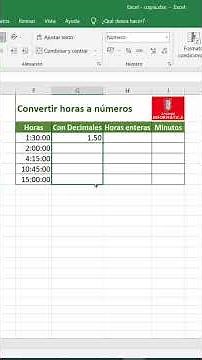 Como CONVERTIR HORAS A NUMEROS en EXCEL #excel #shorts #cursoexcel #cursodeexcel #excelgratis