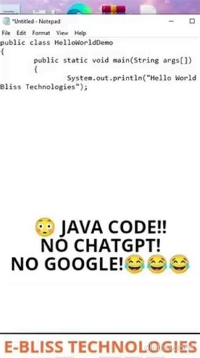 😂 Java using Notepad and CMD | Before ChatGPT | Old Java Style😂😂 #funny #coding #java #shorts