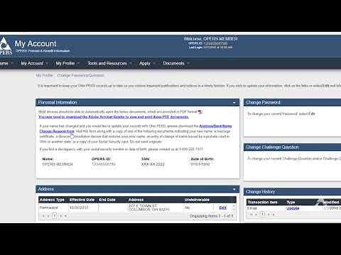 OPERS online account: Updating personal information