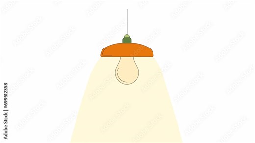 Installing light bulb in lamp hanging line 2D object animation. Energy efficient light fixture flat color cartoon 4K video, alpha channel. Replacement lightbulb animated item on white background
