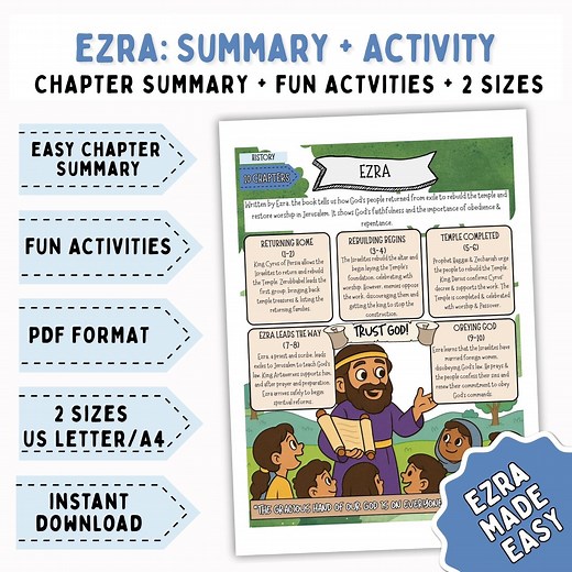 Ezra Bible Activity Kids, Bible Worksheet, Coloring Page, Bible Lesson, Old Testament for Kids, Sunday School Lesson, PRINTABLE, DOWNLOAD - Etsy