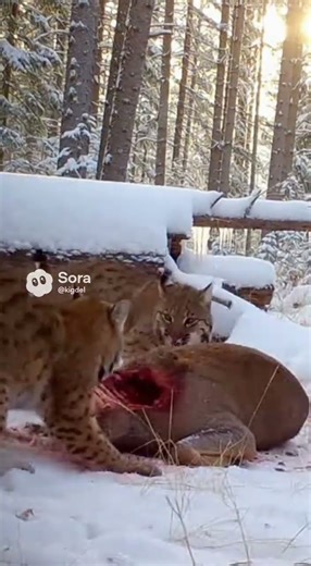 Two Savage Bobcats BRAWL Over Bloody Carcass! #bobcats #wildlifefight #viralnature #sora2