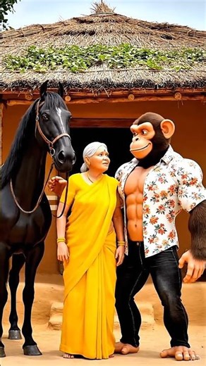 Monkey Gave His Mother A Beautiful Horse🐴