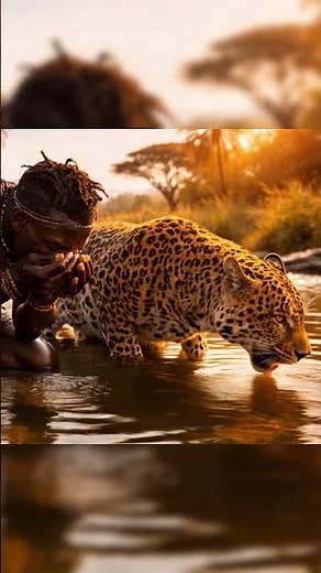 African Tribal Run 🐆 Man Racing a Leopard Across the Savanna