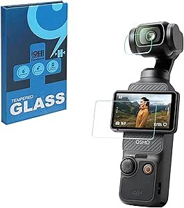 Lens Screen Protector LCD Display Protector for DJI Osmo Pocket 3 Camera, 2 PCS Tempered Glasses, High Definition, 9H Hardness, Anti-fingerprint, Anti-Scratch