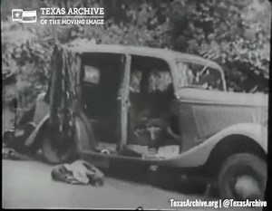 9.9K views · 117 reactions | TODAY IN HISTORY Texas outlaws Clyde Barrow and Bonnie Parker were killed in a roadside ambush. Listen to this 1934 report on the death scene. Want more? Explore our Bonnie and Clyde collection here: https://loom.ly/g1GJ3qM | Texas Archive of the Moving Image | Facebook