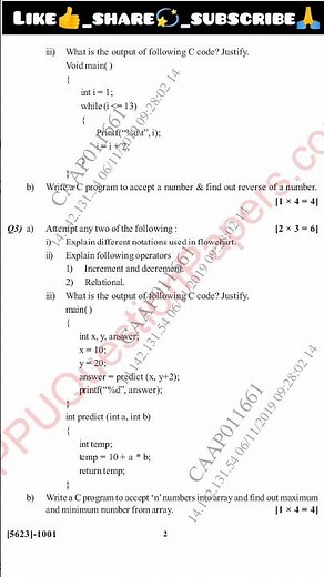 FY.B.Sc computer science 1st sem||Problem solving using computer & 'C' programming||Question paper📝|