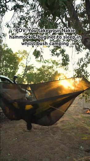 Easy hammock and bug net camping set up