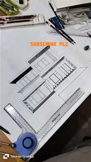Modern Double Storey House Elevation Drawing | Step by Step Sketch