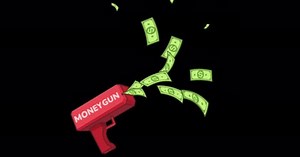 Money Gun Throwing Dollars