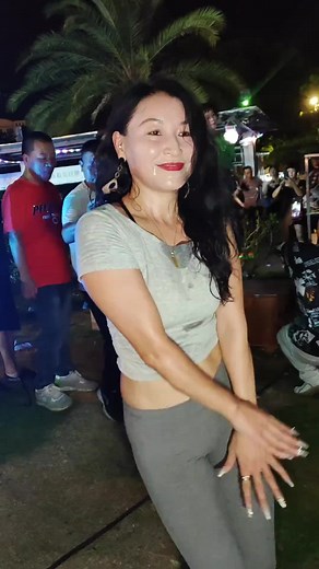 Outdoor Dance Party with Colorful Lights